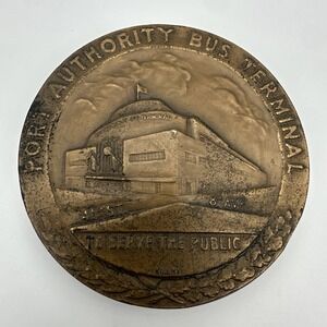 1950 Bronze Medallion Port Authority Bus Terminal NYC  VINTAGE